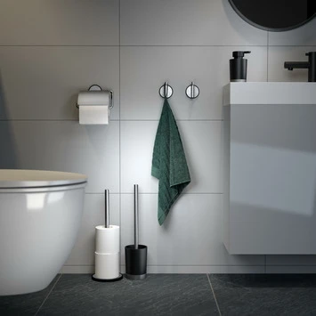 Tiger Tune Toiletborstelhouder Geborsteld RVS/mat Zwart Met Kunststof Voetjes Voor Grondbescherming 4 Tiger Tune Toiletborstelhouder Geborsteld RVS/mat Zwart Met Kunststof Voetjes Voor Grondbescherming - Afbeelding 2