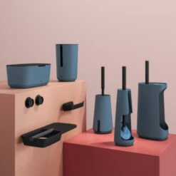 Tiger Reserverolhouder TESS Met Deksel Vrijstaand Blauw/zwart -Badkamerartikelen Winkel 123 7030