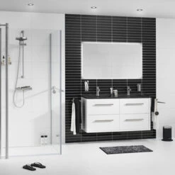 TIGER Boston Kolomkast 40cm Wit Hoogglans Rvs -Badkamerartikelen Winkel 123 707