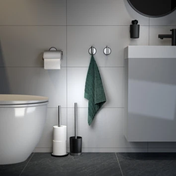 Tiger Tune Toiletrolhouder Met Klep Geborsteld RVS/mat Zwart 6 Tiger Tune Toiletrolhouder Met Klep Geborsteld RVS/mat Zwart - Afbeelding 4