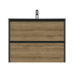 Tiger Reverse Meubelset 80 Cm Met 2 Lades Chalet Eik / Mat Zwart Inclusief Oval Wastafel Mat Zwart -Badkamerartikelen Winkel 123 746