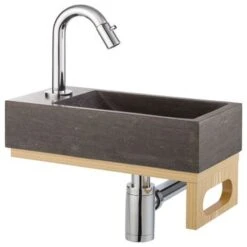 Atlantic Fonteinset Brody Links Zwart Natuursteen 36x18x9 Cm -Badkamerartikelen Winkel 123 7658