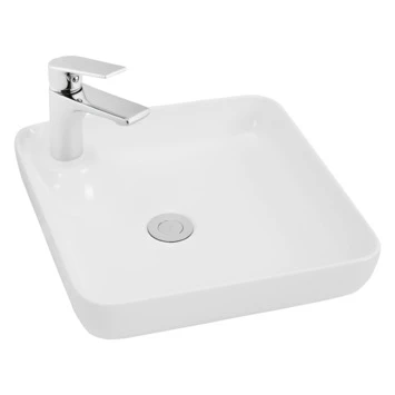 Van Marcke Waskom Fontana Opbouw Wit Keramiek 40x40x12.5 Cm 4 Van Marcke Waskom Fontana Opbouw Wit Keramiek 40x40x12.5 Cm - Afbeelding 2