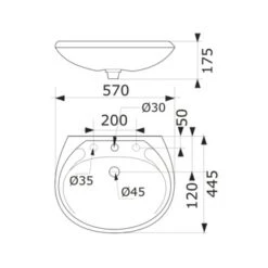 Isifix Wastafel Ecos Rond Wit Keramiek 60x52x32 Cm -Badkamerartikelen Winkel 123 7735
