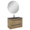Atlantic Badmeubelset Stella Met Spiegel En Zwarte Wastafel 80cm Canela Eiken -Badkamerartikelen Winkel 123 823
