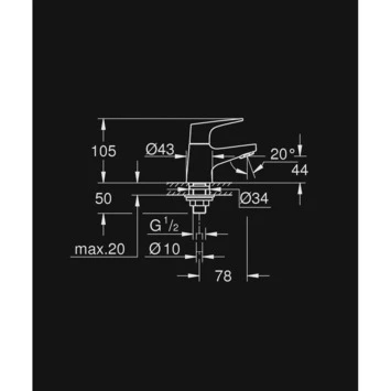 GROHE Fonteinkraan Start Flow XS-size Met Hendel Chroom 4 GROHE Fonteinkraan Start Flow XS-size Met Hendel Chroom - Afbeelding 2