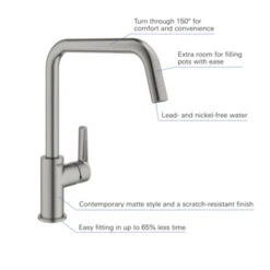 Grohe Keukenkraan Start Hoge U-uitloop QuickFix Supersteel (RVS Look) -Badkamerartikelen Winkel 123 8340
