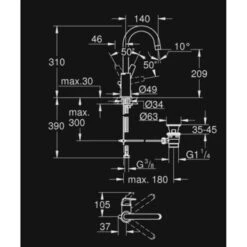 GROHE Wastafelkraan Start Flow L-size Met Hendel En Waste Chroom 9 GROHE Wastafelkraan Start Flow L-size Met Hendel En Waste Chroom -Badkamerartikelen Winkel 123 8351