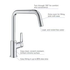 Grohe Keukenkraan Start Hoge U-uitloop QuickFix Chroom 17 Grohe Keukenkraan Start Hoge U-uitloop QuickFix Chroom -Badkamerartikelen Winkel 123 8397