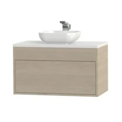 Tiger Helsinki Badkamermeubel 80 Cm Naturel Eiken Met Waskom -Badkamerartikelen Winkel 123 845