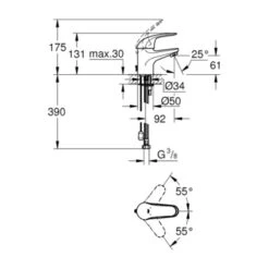 GROHE Wastafelkraan Swift S-size Met Hendel En Ketting Chroom -Badkamerartikelen Winkel 123 8453