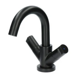 Aqualino Wastafelkraan Fortore 2-knops Met Waste Zwart