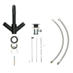 Aqualino Wastafelkraan Fortore 2-knops Met Waste Zwart -Badkamerartikelen Winkel 123 8485