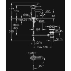 GROHE Wastafelkraan Start Classic S-size Met Hendel En Waste Chroom -Badkamerartikelen Winkel 123 8492