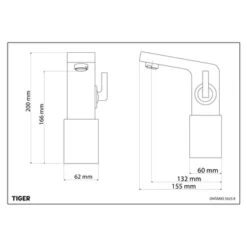 Tiger Wastafelkraan Ontario L Met Hendel Chroom -Badkamerartikelen Winkel 123 8496