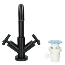 Absolut Wastafelkraan Post 2-knops Zwart -Badkamerartikelen Winkel 123 8510