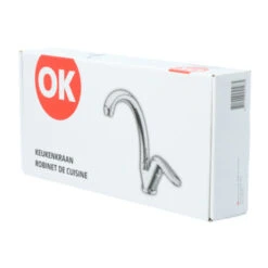OK Keukenkraan Met Hoog Gebogen Uitloop En Hendel Chroom -Badkamerartikelen Winkel 123 8706