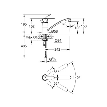 GROHE Keukenkraan Get Met Hendel Chroom 4 GROHE Keukenkraan Get Met Hendel Chroom - Afbeelding 2