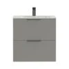 Tiger Badkamermeubel Studio 60 Cm Mat Grijs Met Polybeton Wastafel Hoogglans Wit En Profielgrepen -Badkamerartikelen Winkel 123 882