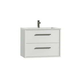 Tiger Badkamermeubel Boston 80cm Hoogglans Wit Met RVS Grepen -Badkamerartikelen Winkel 123 884