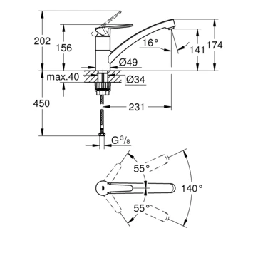 Grohe Keukenkraan Start Eco Met Hendel Chroom 5 Grohe Keukenkraan Start Eco Met Hendel Chroom - Afbeelding 3