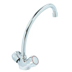 Handson Keukenkraan Thomas 2-knops Chroom Met Uitloop 235mm -Badkamerartikelen Winkel 123 8903