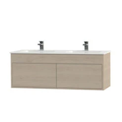 Tiger Helsinki Badkamermeubel 120 Cm Naturel Eiken Met Wastafel Keramiek Wit -Badkamerartikelen Winkel 123 90