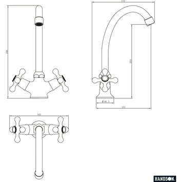 Handson Keukenkraan Louise 2-knops Met C-uitloop Chroom 4 Handson Keukenkraan Louise 2-knops Met C-uitloop Chroom - Afbeelding 2