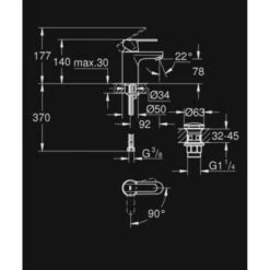 GROHE Wastafelkraan Get S-size Met Hendel En Afvoerplug Chroom 7 GROHE Wastafelkraan Get S-size Met Hendel En Afvoerplug Chroom -Badkamerartikelen Winkel 123 9127