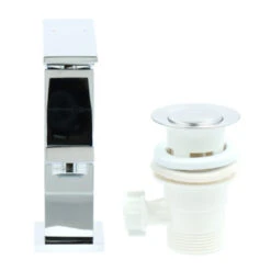 Aqualino Wastafelkraan Panaro Met Hendel En Waste Chroom -Badkamerartikelen Winkel 123 9163