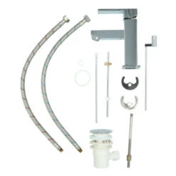 Aqualino Wastafelkraan Panaro Met Hendel En Waste Chroom -Badkamerartikelen Winkel 123 9166