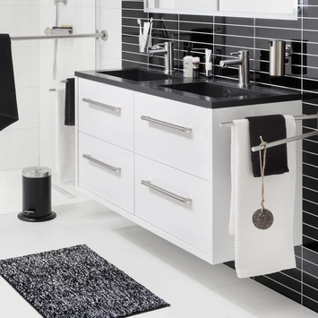 Tiger Badkamermeubel Boston 120cm Hoogglans Wit/matzwart Met Grepen Chroom 6 Tiger Badkamermeubel Boston 120cm Hoogglans Wit/matzwart Met Grepen Chroom - Afbeelding 4