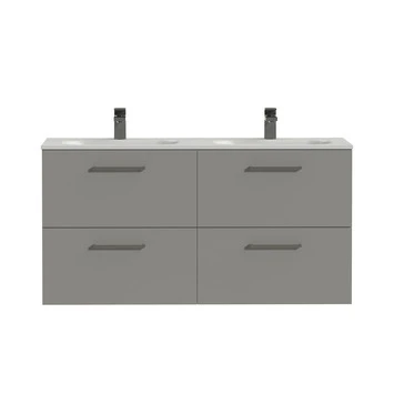 Tiger Badkamermeubel Studio 120cm Matgrijs/mat Wit Met Vierkante Greep 3 Tiger Badkamermeubel Studio 120cm Matgrijs/mat Wit Met Vierkante Greep